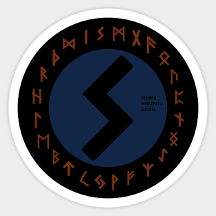 Blue Sowulo Futhark Rune Symbol Sticker